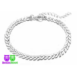Anklet - Silvertone - Chevron