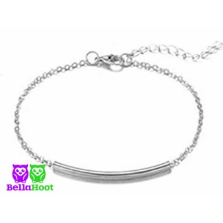 Anklet - Silvertone - Curved