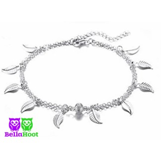 Anklet - Silvertone - Leaves